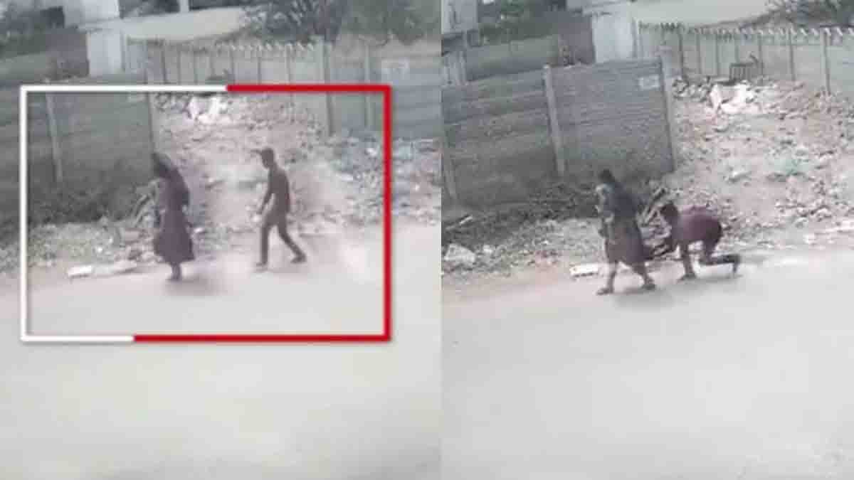 Hyderabad Woman Harassment incident captured on CCTV as youth targets woman carrying child in public