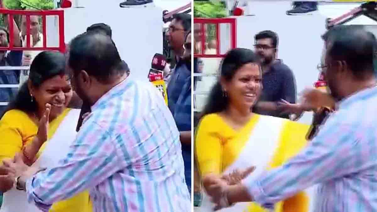 Kerala Congress viral video showing MLA Bindu Krishna reacting during an awkward interaction at KPCC office meeting