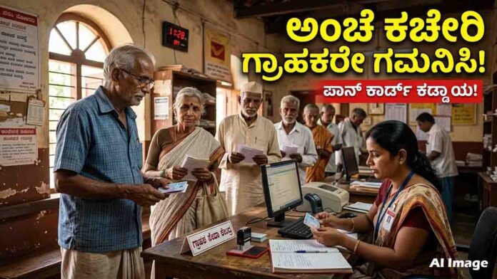 Customers at Indian post office submitting PAN Card for savings account and investment schemes under new 2026 rules