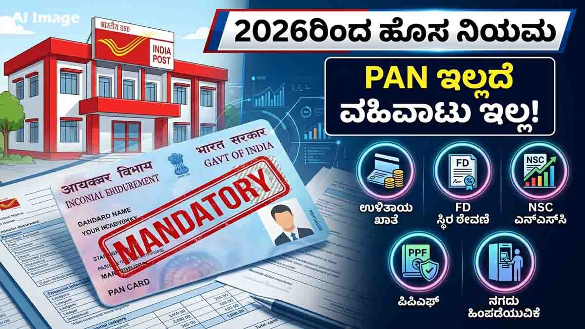 Customers at Indian post office submitting PAN Card for savings account and investment schemes under new 2026 rules
