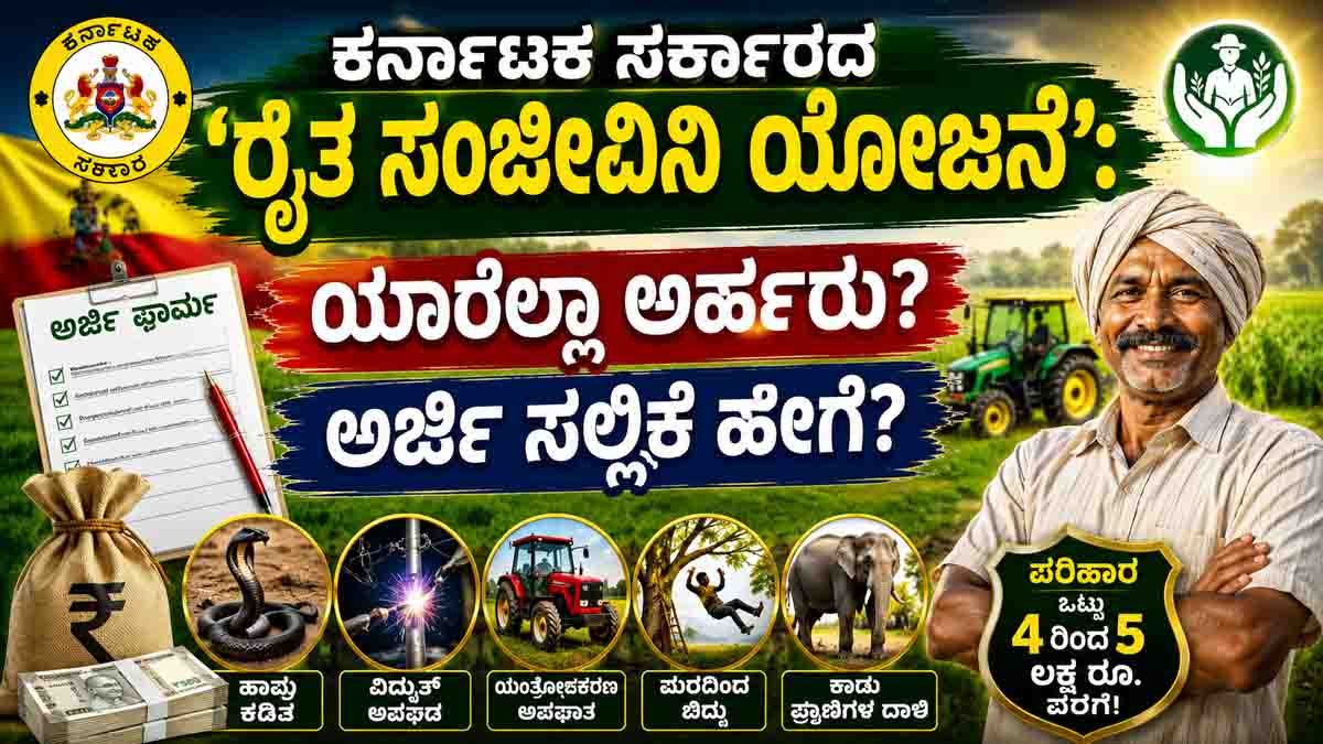 Karnataka Raitha Sanjeevini Scheme provides compensation for farmer accidents and deaths during agricultural work