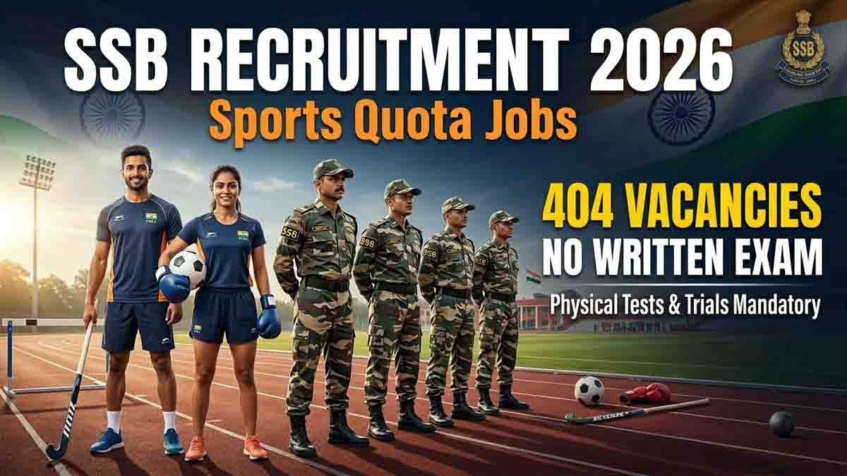 SSB Recruitment 2026 announced for 404 Constable GD vacancies under Sports Quota. Check eligibility, salary, sports list, age limit, and apply online details.