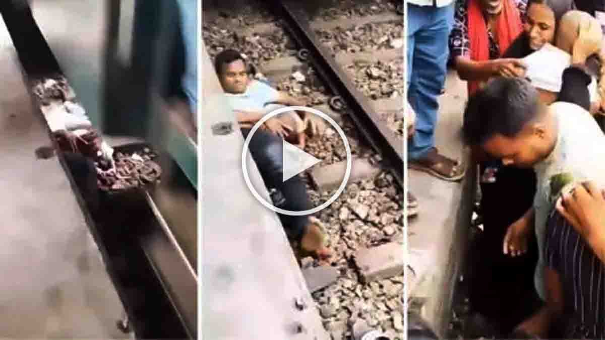 viral train rescue video showing father saving baby from gap between moving train and platform