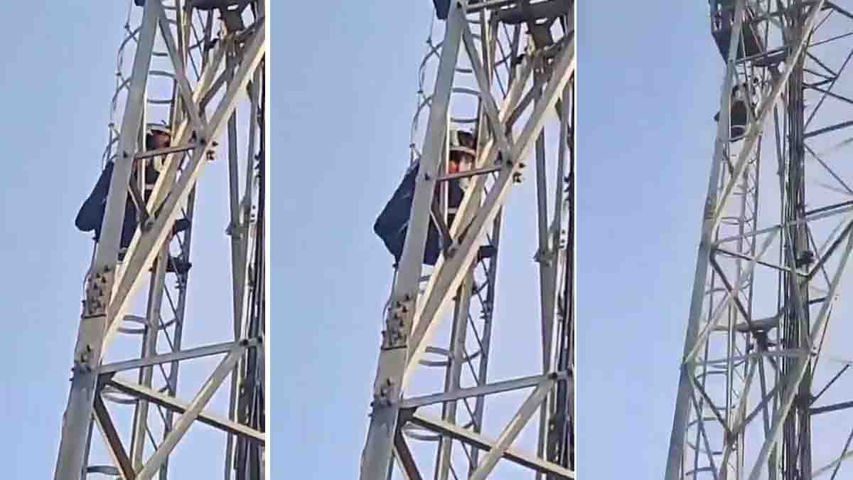 Viral video woman on mobile tower demanding lover instead of husband in Uttar Pradesh village