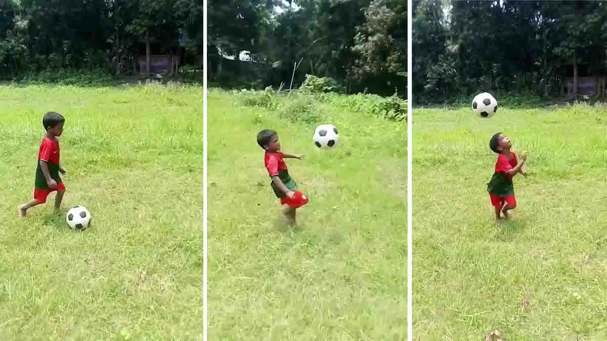 Boy Football Skills Viral Video goes viral as a young footballer displays incredible ball control, juggling talent and impressive footwork.