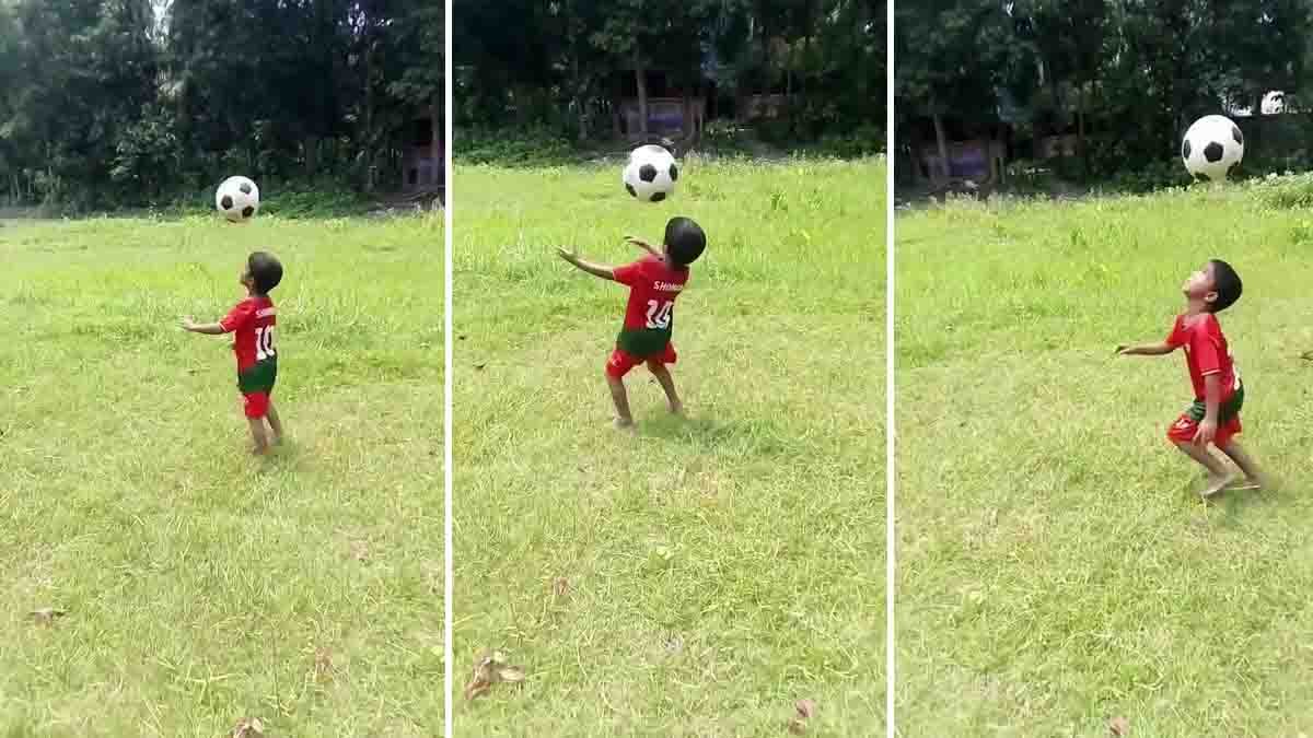 Boy Football Skills Viral Video goes viral as a young footballer displays incredible ball control, juggling talent and impressive footwork.