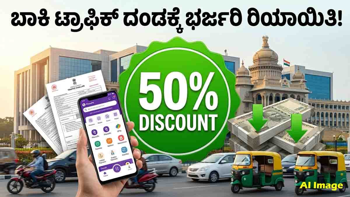 Karnataka government announces 50 percent discount on pending traffic fines from June 21 to July 10, 2026.