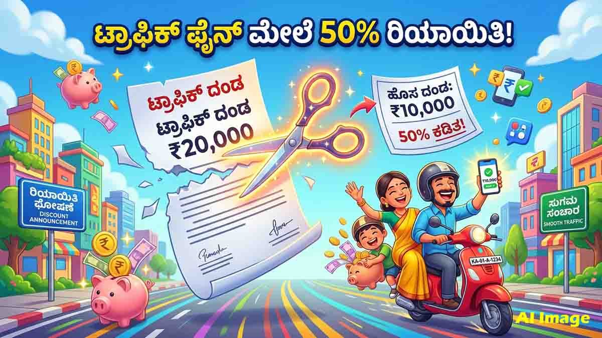 Karnataka government announces 50 percent discount on pending traffic fines from June 21 to July 10, 2026.