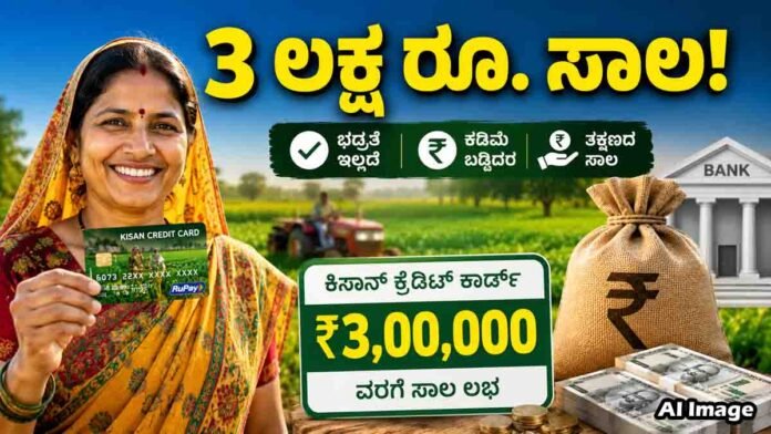 Farmer holding Kisan Credit Card with government-backed loan benefits up to ₹3 lakh without collateral