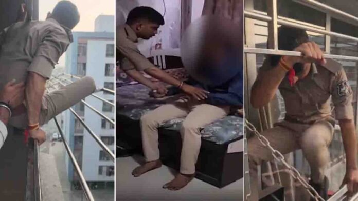 Surat Police Rescue operation as a brave constable climbs a seventh-floor apartment grille to save a man who attempted suicide