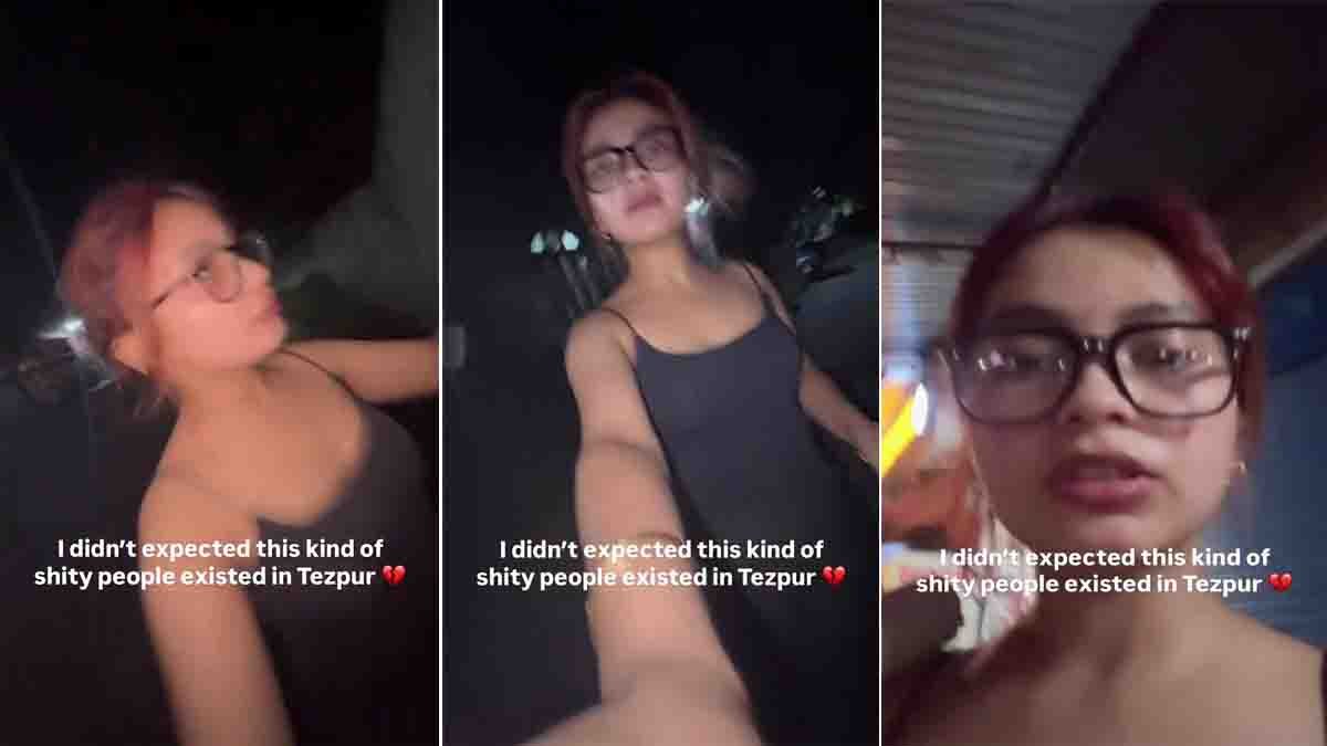 Tezpur viral video showing a young woman confronting moral policing after being criticized for her clothing in Assam.