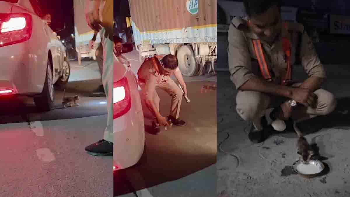 Uttarakhand Police Officer Rescues Kitten Trapped Under Car in Viral Video