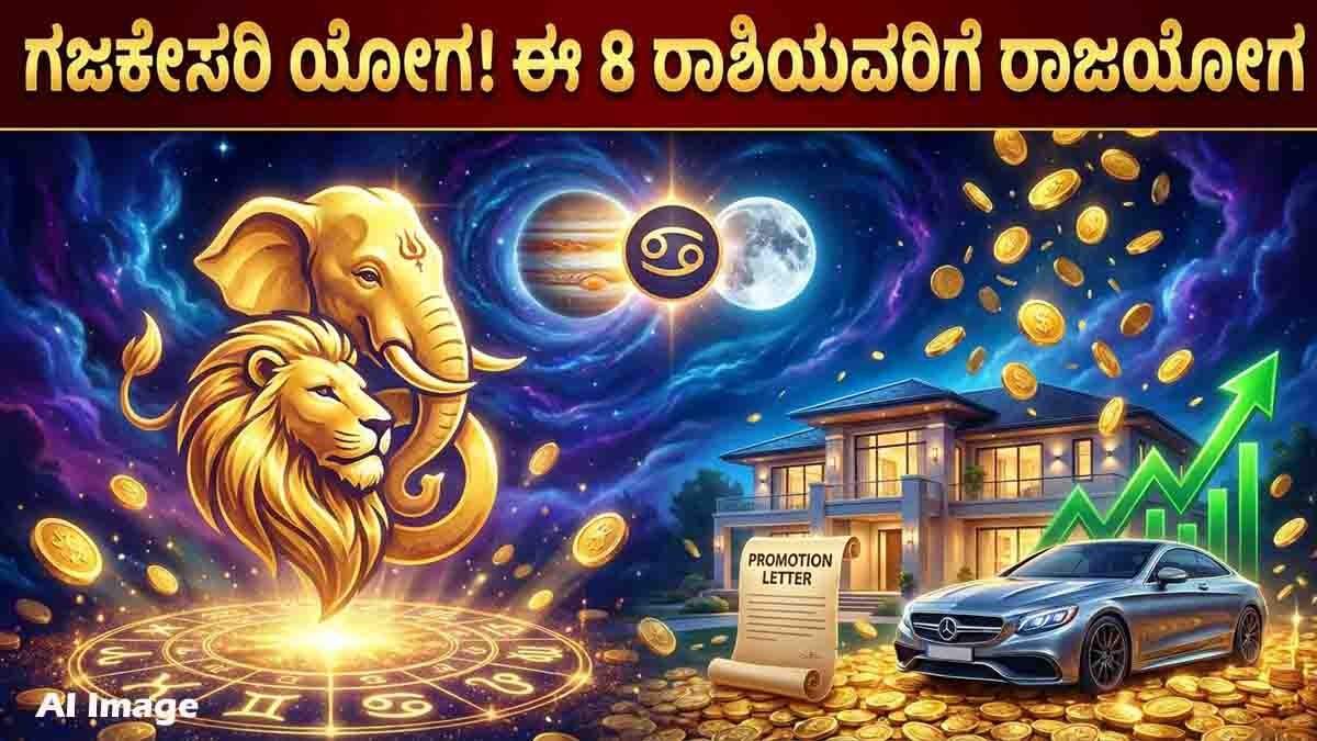 Astrology Prediction : ಜೂನ್ 17 ರಿಂದ ಈ 8 ರಾಶಿಯವರಿಗೆ ಮಹಾ 'ಗಜಕೇಸರಿ ಯೋಗ' ಆರಂಭ, ನಿಮ್ಮ ರಾಶಿ ಇದೆಯಾ? 2 Astrology Prediction for June 2026 highlighting Gajakesari Yoga and its positive impact on lucky zodiac signs through wealth, career growth and prosperity.