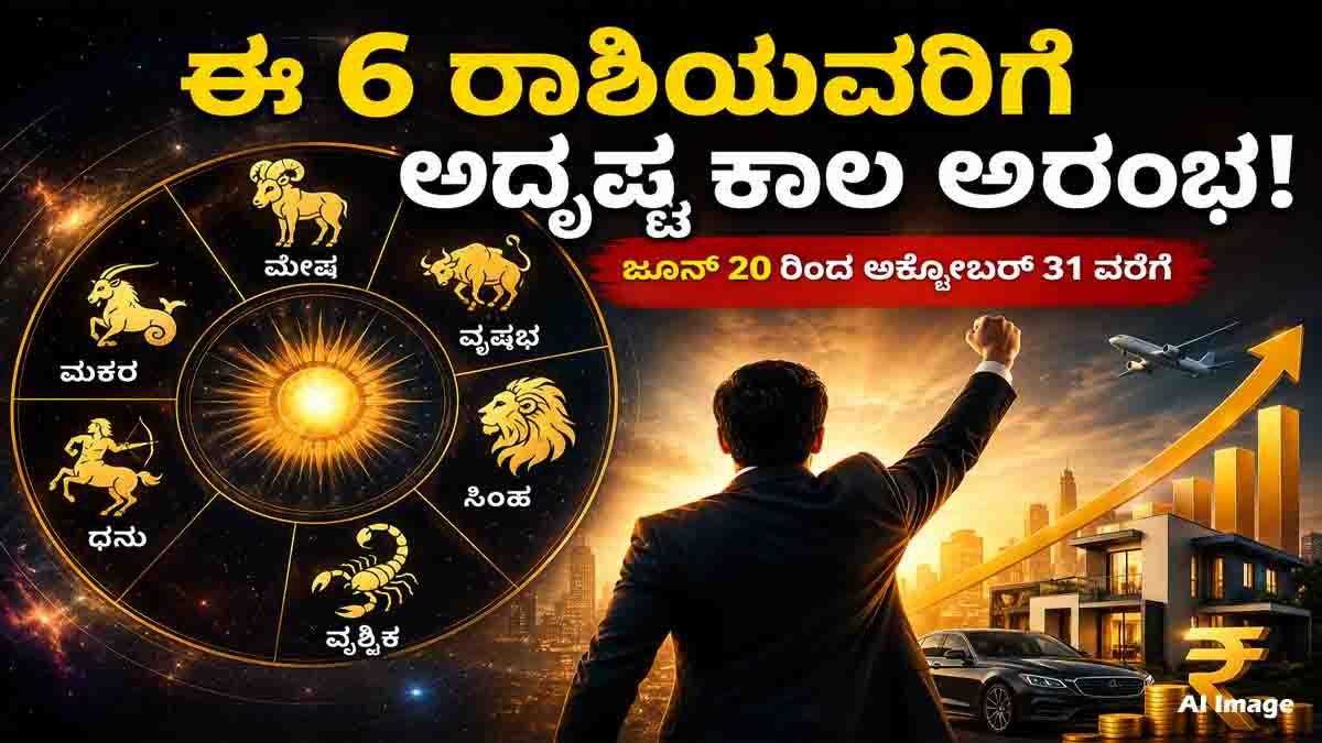 Astrology Predictions : ಅಕ್ಟೋಬರ್ ಒಳಗೆ ಈ 6 ರಾಶಿಯವರ ಲಕ್ ಬದಲಾಗೋದು ಗ್ಯಾರಂಟಿ, ನಿಮ್ಮ ರಾಶಿ ಇದೆಯಾ? 2 Astrology Predictions 2026 showing lucky zodiac signs with career growth, wealth, and success opportunities.