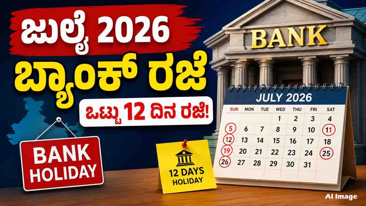 Bank Holidays July 2026 official RBI bank holiday list showing 12 bank holidays across India including weekend and regional holidays.