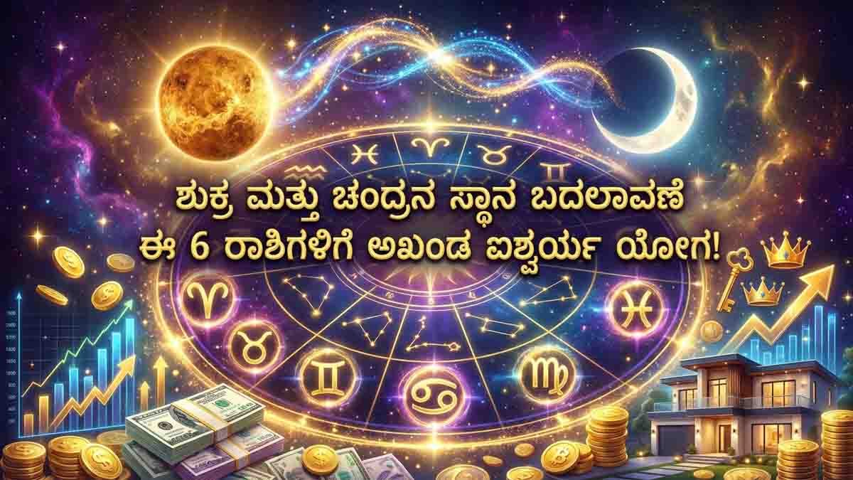 Lucky Zodiac Signs June : ಜೂನ್ 13ರಿಂದ 3 ದಿನ ಮಹಾ ಬದಲಾವಣೆ: ಈ 6 ರಾಶಿಯವರಿಗೆ ಒಲಿಯಲಿದ್ದಾಳೆ ಧನಲಕ್ಷ್ಮಿ, ನಿಮ್ಮ ರಾಶಿ ಇದೆಯಾ? 2 Lucky Zodiac Signs June 2026 astrology prediction showing six zodiac signs expected to receive wealth, success, career growth and financial gains