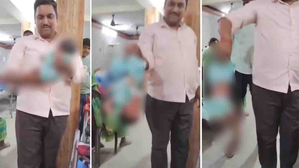 Viral Video : ಇವನು ಮನುಷ್ಯನಾ ಅಥವಾ ರಾಕ್ಷಸನಾ? ಲೈಕ್ಸ್ ಗಾಗಿ 3 ತಿಂಗಳ ಮಗುವನ್ನು ತಲೆಕೆಳಗಾಗಿ ನೇತುಹಾಕಿದ ವ್ಯಕ್ತಿ, ನೆಟ್ಟಿಗರ ಆಕ್ರೋಶ 4 Viral video showing a man holding an infant upside down, triggering outrage and calls for legal action.