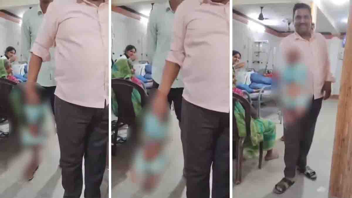 Viral video showing a man holding an infant upside down, triggering outrage and calls for legal action.