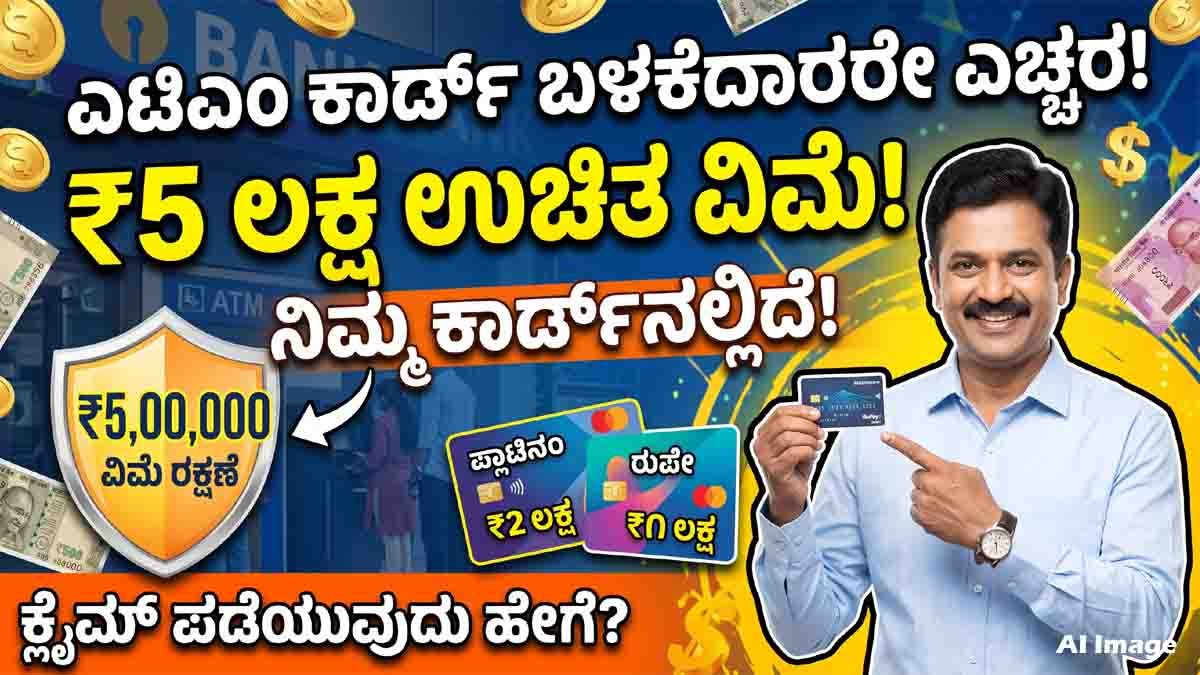 ATM Card Free Insurance : ನಿಮ್ಮ ಎಟಿಎಂ ಕಾರ್ಡ್ನಲ್ಲಿ ರೂ. 5 ಲಕ್ಷದವರೆಗೆ ಉಚಿತ ವಿಮೆ ಇದೆಯೆಂದು ನಿಮಗೆ ಗೊತ್ತೇ? ಕ್ಲೈಮ್ ಮಾಡುವುದು ಹೇಗೆ? ಇಲ್ಲಿದೆ ಸಂಪೂರ್ಣ ಮಾಹಿತಿ 1 ATM Card Free Insurance offering up to ₹5 lakh accidental insurance cover for eligible debit card holders in India.