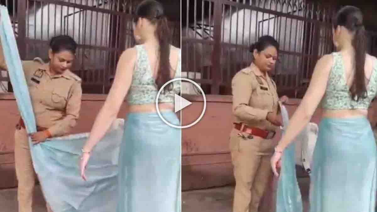 Argentine Tourist Saree Video goes viral after UP Police constable Guddi Devi helps a tourist wear a saree at the Taj Mahal, winning hearts globally.