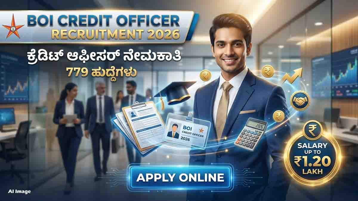 BOI Credit Officer Recruitment 2026 : ಬ್ಯಾಂಕ್ ಆಫ್ ಇಂಡಿಯಾದಲ್ಲಿ ಬಂಪರ್ ನೇಮಕಾತಿ, 779 ಕ್ರೆಡಿಟ್ ಆಫೀಸರ್ ಹುದ್ದೆಗಳಿಗೆ ಇಂದೇ ಅರ್ಜಿ ಹಾಕಿ! 5 BOI Credit Officer Recruitment 2026 notification for 779 Credit Officer vacancies with eligibility, salary, online application and last date.