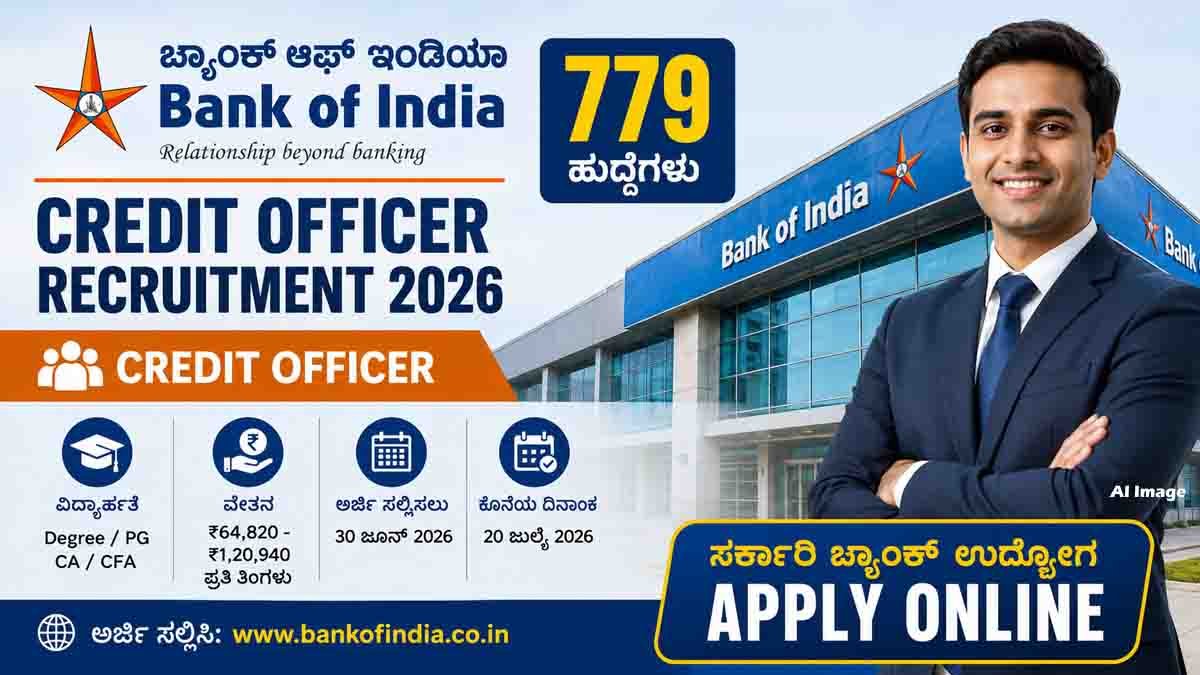 BOI Credit Officer Recruitment 2026 notification for 779 Credit Officer vacancies with eligibility, salary, online application and last date.