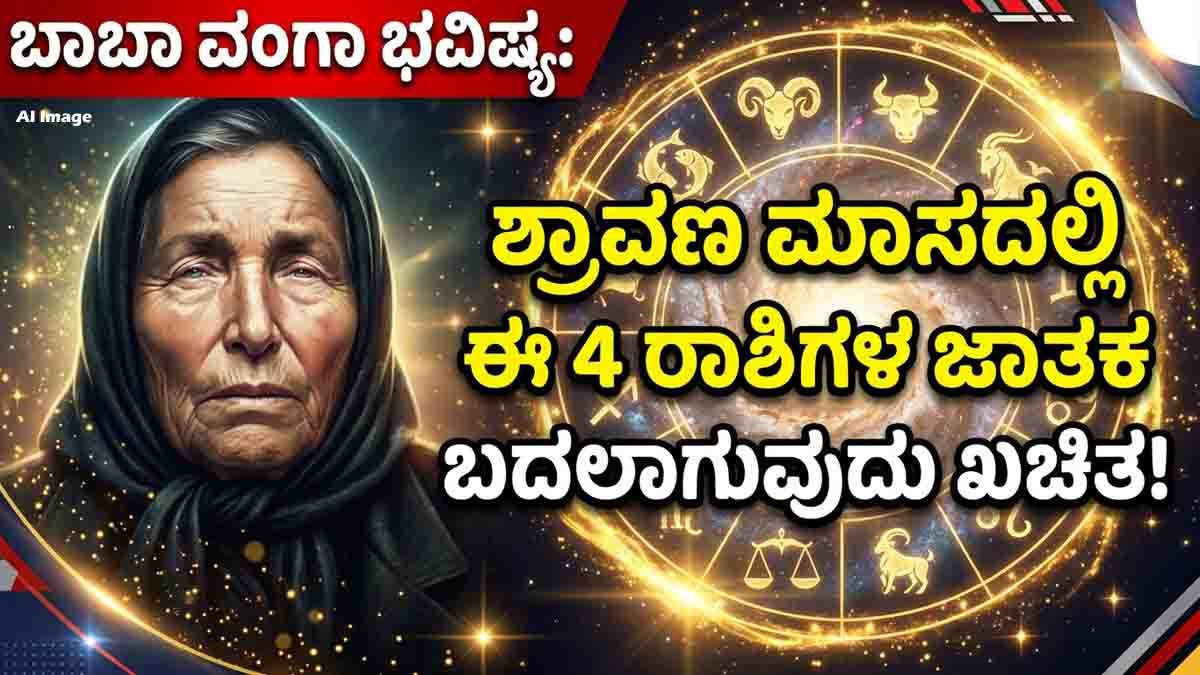 Baba Vanga Astrology : ಶ್ರಾವಣ ಮಾಸದಲ್ಲಿ ಈ 4 ರಾಶಿಯವರಿಗೆ ಮುಟ್ಟಿದ್ದೆಲ್ಲಾ ಚಿನ್ನ, ನಿಮ್ಮ ರಾಶಿಯೂ ಇದೆಯಾ? 2 Baba Vanga Astrology predicts Aries, Taurus, Capricorn and Pisces as the luckiest zodiac signs during the sacred Shravana Month.