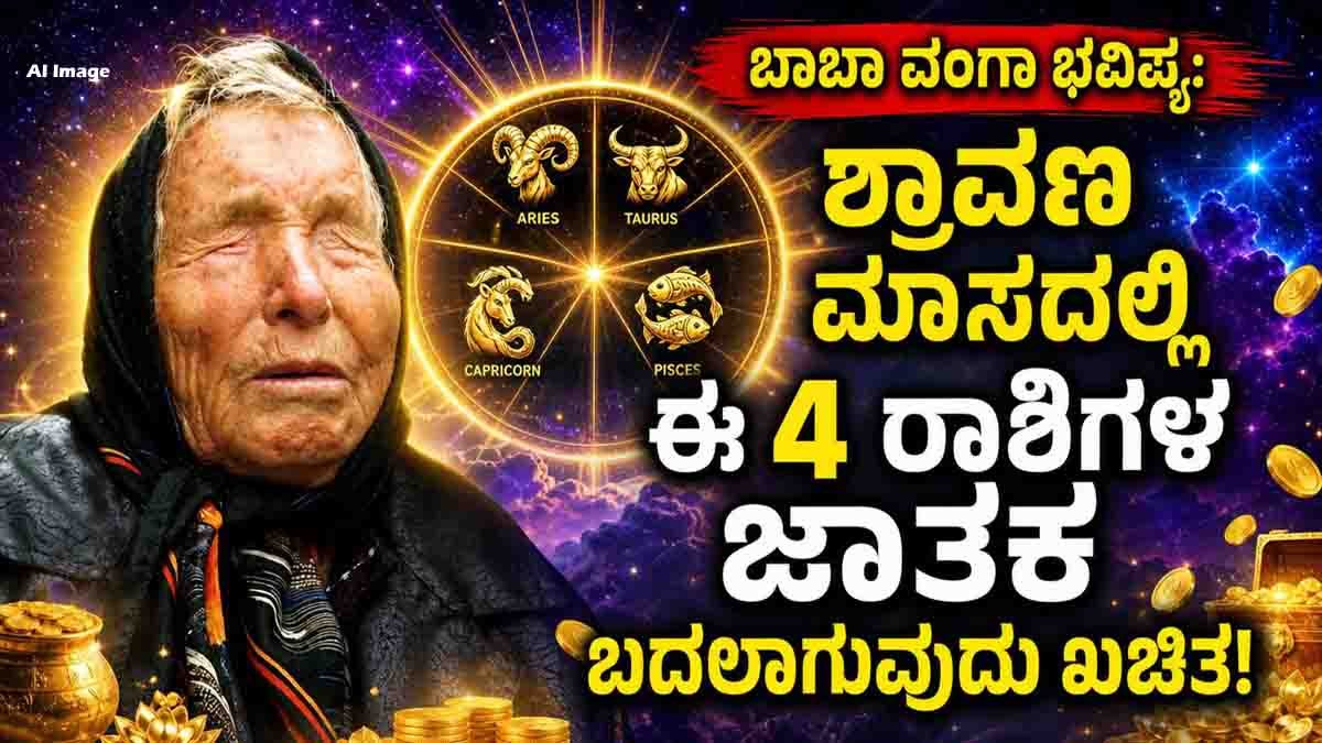 Baba Vanga Astrology : ಶ್ರಾವಣ ಮಾಸದಲ್ಲಿ ಈ 4 ರಾಶಿಯವರಿಗೆ ಮುಟ್ಟಿದ್ದೆಲ್ಲಾ ಚಿನ್ನ, ನಿಮ್ಮ ರಾಶಿಯೂ ಇದೆಯಾ? 10 Baba Vanga Astrology predicts Aries, Taurus, Capricorn and Pisces as the luckiest zodiac signs during the sacred Shravana Month.