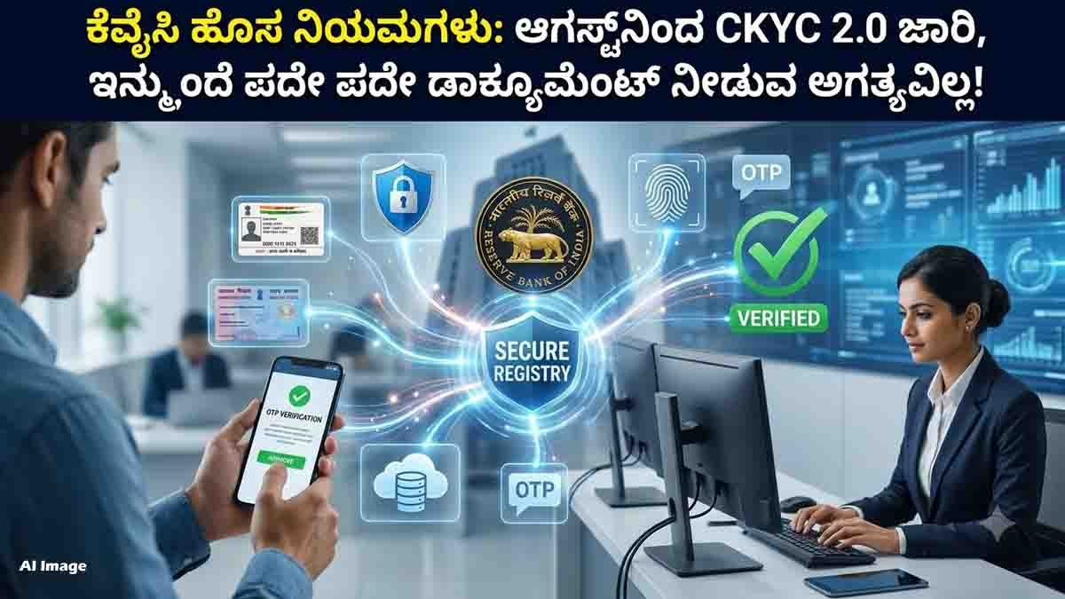 CKYC 2.0 banking update in India from August allowing one-time KYC with OTP-based verification and improved security.
