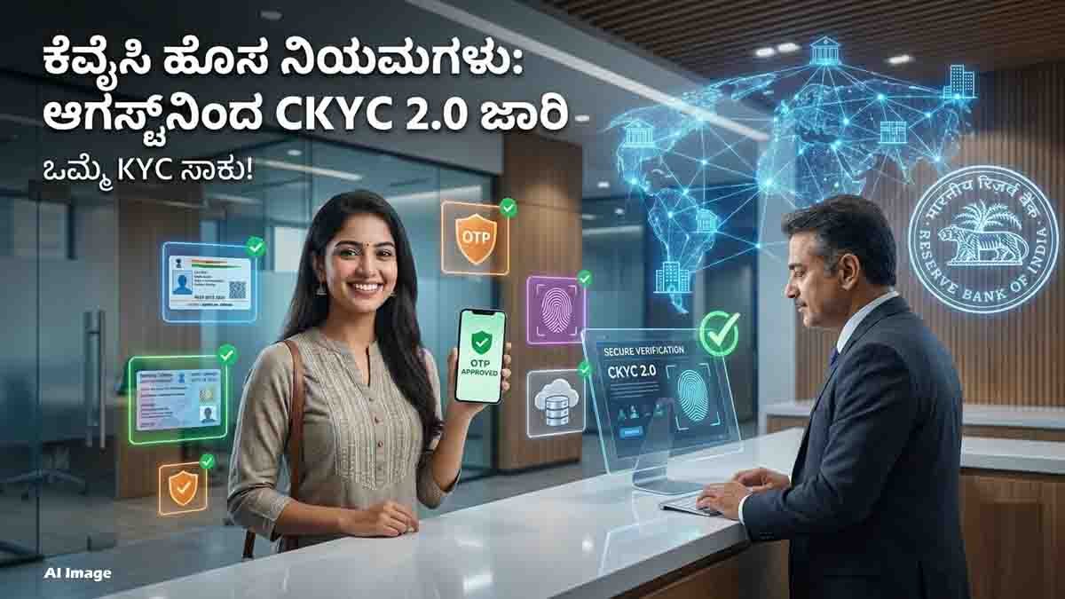 CKYC 2.0 banking update in India from August allowing one-time KYC with OTP-based verification and improved security.