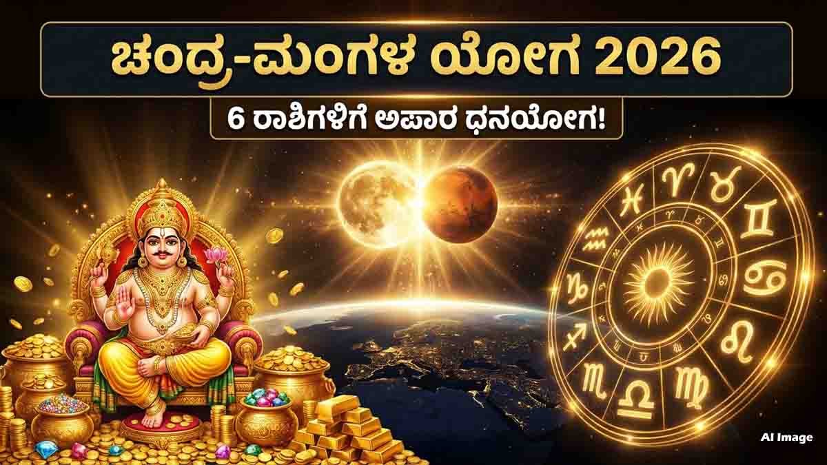 Chandra Mangal Yoga 2026 : ಜುಲೈ 10-12ರಂದು 'ಕುಬೇರ ಯೋಗ'; ಈ 6 ರಾಶಿಗಳಿಗೆ ಆರ್ಥಿಕ ಸಂಕಷ್ಟಗಳಿಂದ ಮುಕ್ತಿ, ನಿಮ್ಮ ರಾಶಿ ಇದರಲ್ಲಿದೆಯಾ? 2 Chandra Mangal Yoga 2026 brings Kubera Yoga, financial prosperity, career growth, and wealth opportunities for six lucky zodiac signs.