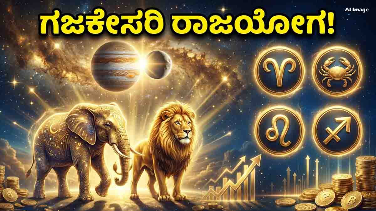 Gajakesari Rajyoga from July 14 brings career growth, wealth, and good fortune for Aries, Cancer, Leo, and Sagittarius zodiac signs.