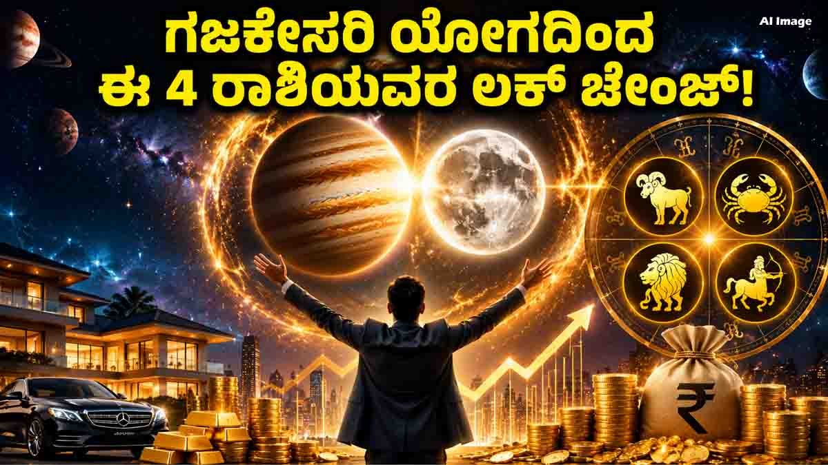 Gajakesari Rajyoga from July 14 brings career growth, wealth, and good fortune for Aries, Cancer, Leo, and Sagittarius zodiac signs.