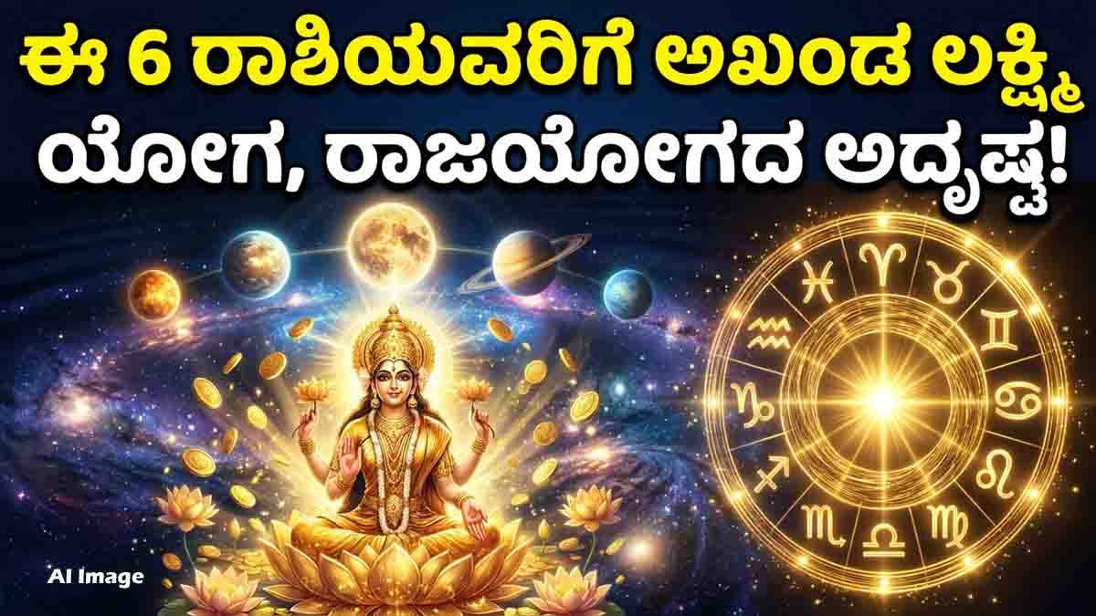 Lakshmi Yoga 2026 with five-planet transit bringing wealth, prosperity, and Rajyoga benefits to six lucky zodiac signs.