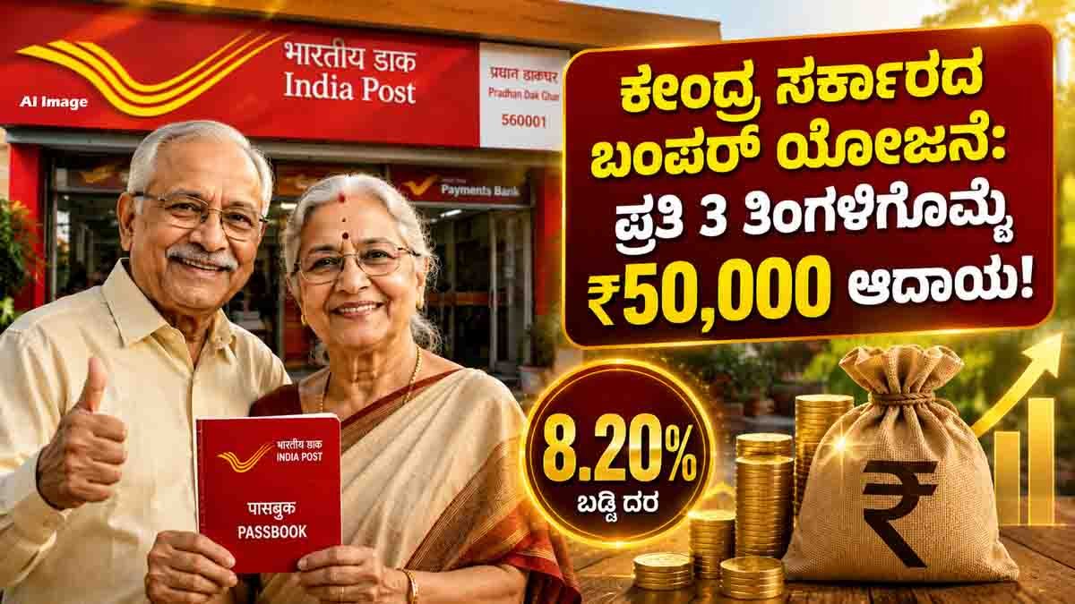 Savings Scheme : ಕೇಂದ್ರ ಸರ್ಕಾರದ ಬಂಫರ್ ಆಫರ್, ಪ್ರತಿ 3 ತಿಂಗಳಿಗೊಮ್ಮೆ ನಿಮ್ಮ ಅಕೌಂಟ್ಗೆ ಬರಲಿದೆ ₹50,000! 13 Savings Scheme by India Post SCSS offering 8.20% annual interest with secure quarterly income for senior citizens.