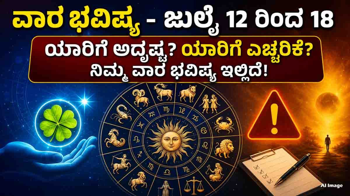 Weekly Horoscope for July 12–18, 2026 featuring zodiac sign predictions for career, love, finance, health, and lucky opportunities.