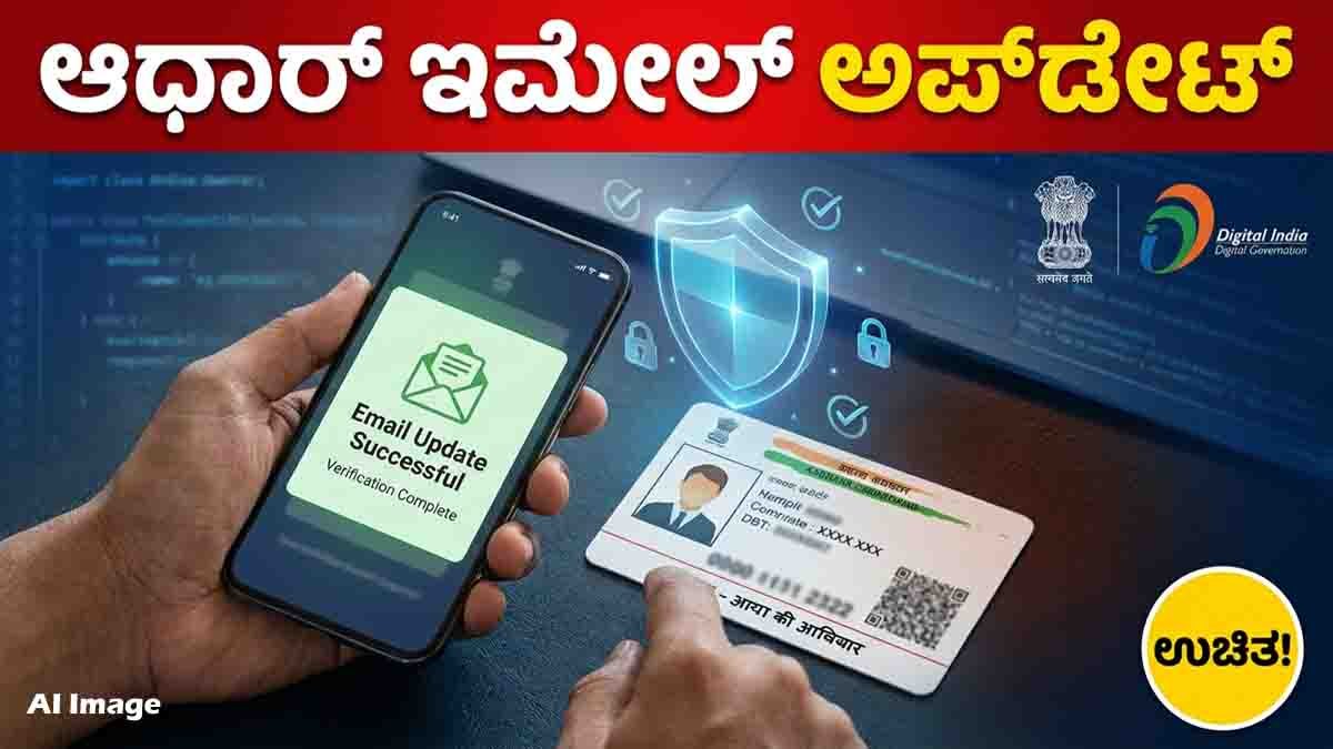 Aadhaar Email Update 2026 showing free Gmail ID linking and email update service available until December 31, 2026.