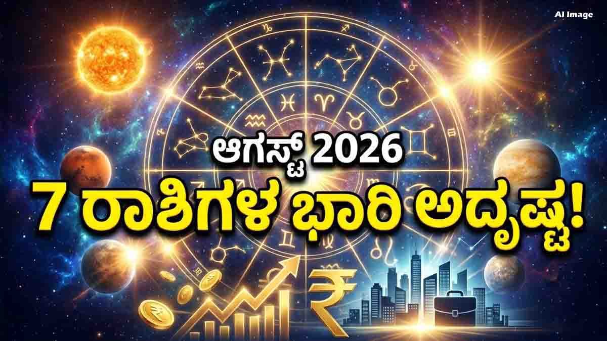 Lucky Zodiac Signs in August 2026 featuring Aries, Taurus, Gemini, Leo, Virgo, Libra, and Scorpio benefiting from Mars, Venus, Mercury, and Sun planetary transits with wealth, career growth, and prosperity.