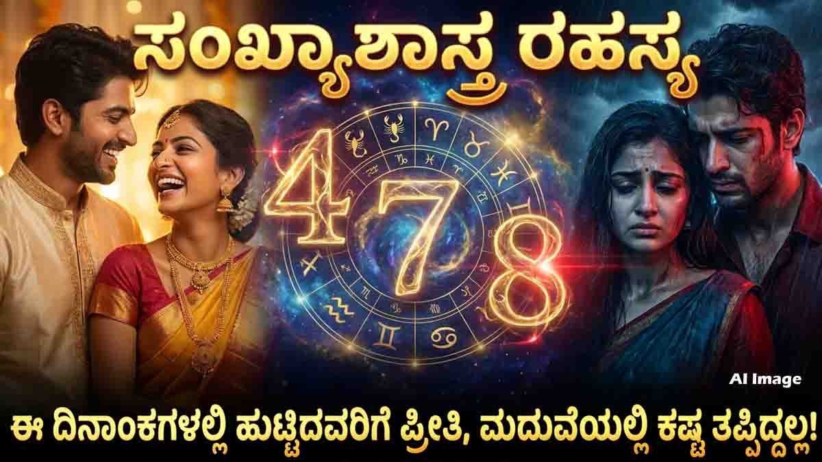 Birth Date Numerology : ಈ ದಿನಾಂಕಗಳಲ್ಲಿ ಹುಟ್ಟಿದವರ ಲವ್ ಲೈಫ್ನಲ್ಲಿ ಸದಾ ಗೊಂದಲ! ನಿಮ್ಮ ಬರ್ತ್ ಡೇ ಡೇಟ್ ಇದೇನಾ? 1 Birth Date Numerology chart showing birth numbers 4, 7, and 8 and their impact on love life, marriage, and relationship compatibility
