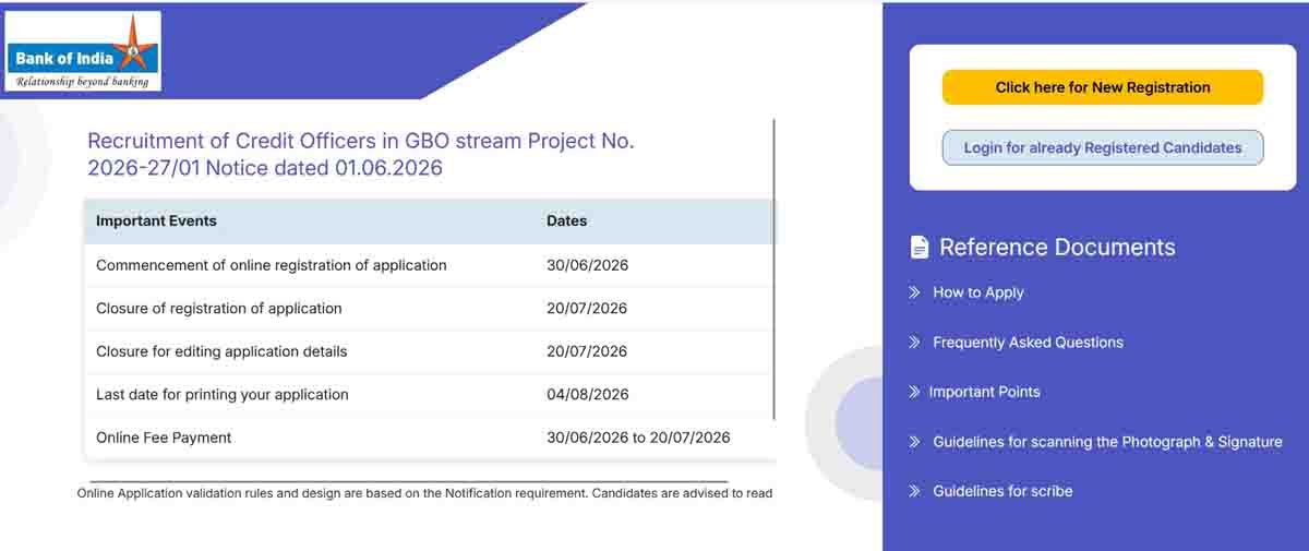 BOI Recruitment 2026 : ಬ್ಯಾಂಕ್ ಆಫ್ ಇಂಡಿಯಾದಲ್ಲಿ ಭರ್ಜರಿ ಉದ್ಯೋಗಾವಕಾಶ: 779 ಕ್ರೆಡಿಟ್ ಆಫೀಸರ್ ಹುದ್ದೆಗಳಿಗೆ ಇಂದೇ ಅರ್ಜಿ ಹಾಕಿ! 3 BOI Recruitment 2026 notification for 779 Credit Officer vacancies. Check eligibility, age limit, important dates, and apply online before the last date.