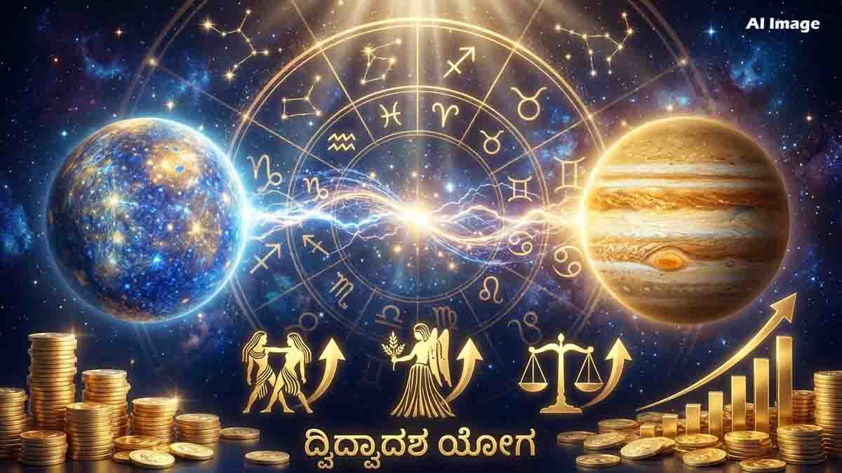 Dwidwadasa Yoga : ಮಿಥುನ ರಾಶಿಗೆ ಬುಧನ ಪ್ರವೇಶ; ದ್ವಿದ್ವಾದಶ ಯೋಗದಿಂದ ಬೆಳಗಲಿದೆ ಈ ರಾಶಿಗಳ ಭವಿಷ್ಯ! 2 Dwidwadasa Yoga formed by Mercury transit in July 2026 brings career growth, promotions, wealth, and good fortune for Gemini, Virgo, and Libra.