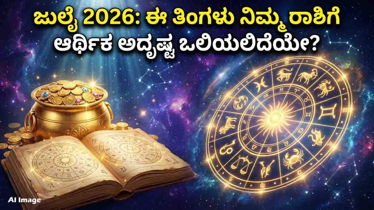 July 2026 Horoscope : ಜುಲೈ 2026 ಮಾಸಿಕ ಭವಿಷ್ಯ, ಆರ್ಥಿಕ ವಿಚಾರಗಳಲ್ಲಿ ಈ ರಾಶಿಯವರಿಗೆ ಶುಭ ಸುದ್ದಿ.. 12 ರಾಶಿಗಳ ಫಲಾಫಲ ಇಲ್ಲಿದೆ 1 July 2026 Horoscope featuring monthly astrology predictions for all 12 zodiac signs, including career, finance, love, health, and lucky opportunities.