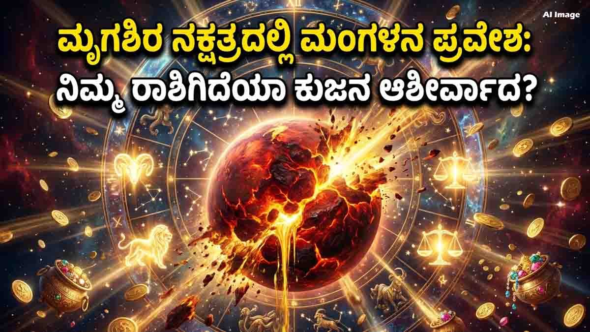 Kubera Yoga : ಮೃಗಶಿರಾ ನಕ್ಷತ್ರಕ್ಕೆ ಕುಜನ ಪ್ರವೇಶ, ಆಗಸ್ಟ್ 12 ರವರೆಗೆ ಈ 4 ರಾಶಿಗಳಿಗೆ ಕೋಟಿ ಕುಬೇರ ಯೋಗ, ಮುಟ್ಟಿದ್ದೆಲ್ಲಾ ಚಿನ್ನ! 9 Mars enters Mrigashira Nakshatra, bringing Kubera Yoga and good fortune for Aries, Leo, Libra and Sagittarius until August 12.