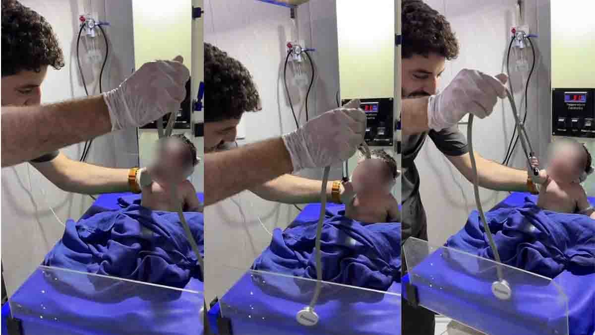 Newborn Baby Video Goes Viral After Grabbing Doctor's Stethoscope
