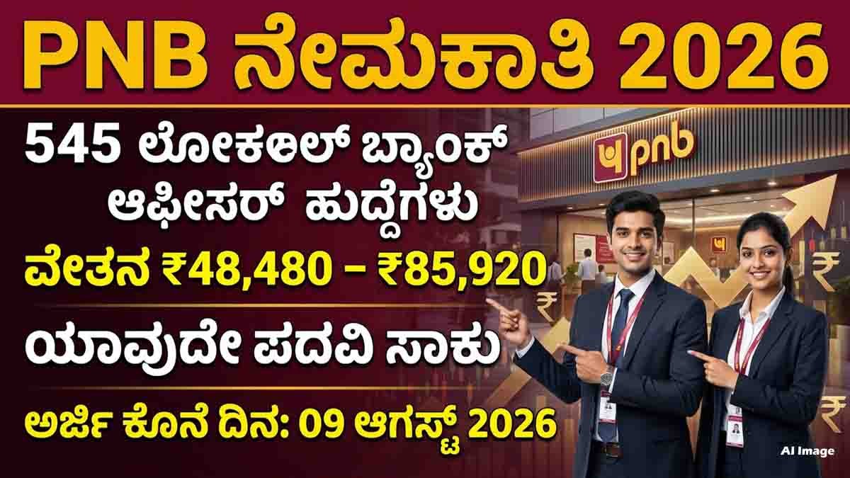 PNB Recruitment 2026 : 545 ಲೋಕಲ್ ಬ್ಯಾಂಕ್ ಆಫೀಸರ್ ಹುದ್ದೆಗಳಿಗೆ ಅರ್ಜಿ ಆಹ್ವಾನ – ಸಂಪೂರ್ಣ ವಿವರ ಇಲ್ಲಿದೆ 5 PNB Recruitment 2026 notification for 545 Local Bank Officer LBO vacancies with salary up to ₹85,920.