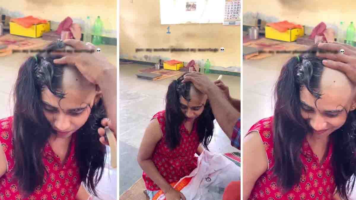 Young Woman Shaves Head : ಮದುವೆ ಬೇಡವೆಂದು ತಲೆ ಬೋಳಿಸಿಕೊಂಡ ಯುವತಿ: ಅಮ್ಮನಿಗೆ ಶಾಕ್ ಕೊಟ್ಟ ಮಗಳ ವೈರಲ್ ವಿಡಿಯೋ! 1 Young woman shaves her head in a viral social media video that has sparked widespread discussion online.