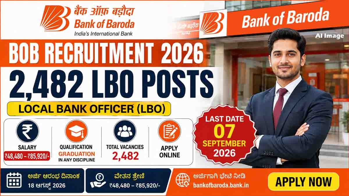Bank of Baroda Recruitment 2026 for 2,482 Local Bank Officer LBO posts