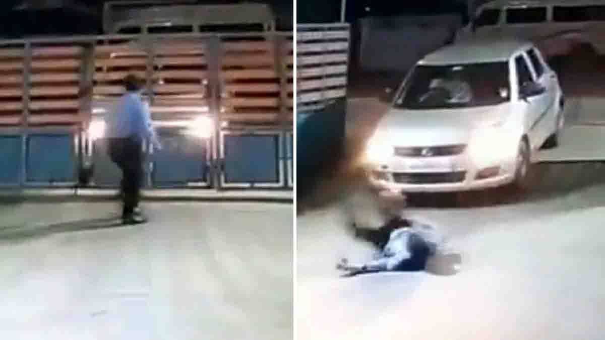 Bengaluru Car Crash CCTV Video : ಗೇಟ್ ಮುರಿದು ಅಂಗಳಕ್ಕೆ ನುಗ್ಗಿದ ವೇಗದ ಕಾರು! ಕ್ಷಣಾರ್ಧದಲ್ಲಿ ಜೀವ ಉಳಿಸಿಕೊಂಡ ಸೆಕ್ಯುರಿಟಿ ಗಾರ್ಡ್ - ಸಿಸಿಟಿವಿ ವಿಡಿಯೋ ವೈರಲ್ 1 Bengaluru Car Crash CCTV Video: Security Guard Narrowly Escapes