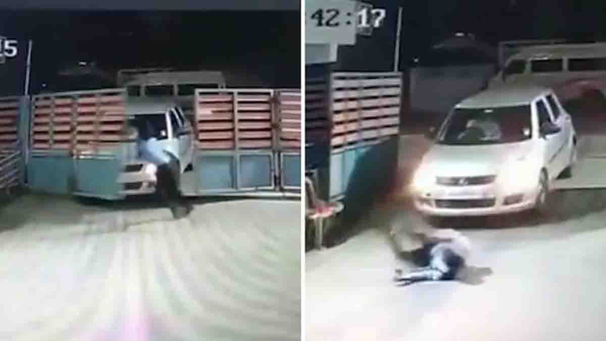 Bengaluru Car Crash CCTV Video : ಗೇಟ್ ಮುರಿದು ಅಂಗಳಕ್ಕೆ ನುಗ್ಗಿದ ವೇಗದ ಕಾರು! ಕ್ಷಣಾರ್ಧದಲ್ಲಿ ಜೀವ ಉಳಿಸಿಕೊಂಡ ಸೆಕ್ಯುರಿಟಿ ಗಾರ್ಡ್ - ಸಿಸಿಟಿವಿ ವಿಡಿಯೋ ವೈರಲ್ 2 Bengaluru Car Crash CCTV Video: Security Guard Narrowly Escapes
