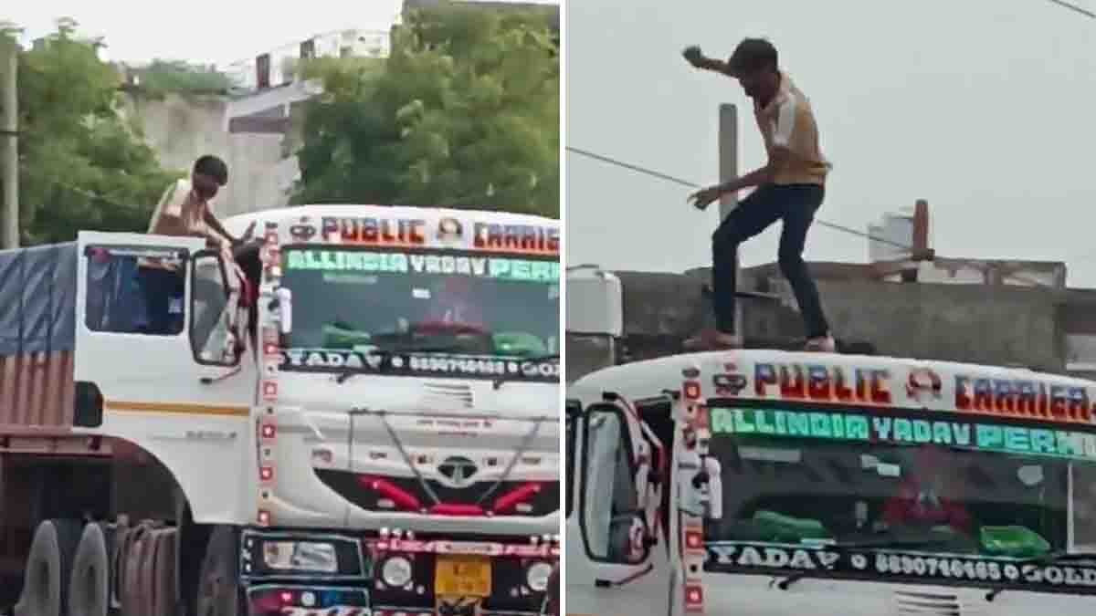Driver Climbs Moving Truck in Rajasthan, Shocking Viral Video Goes Viral